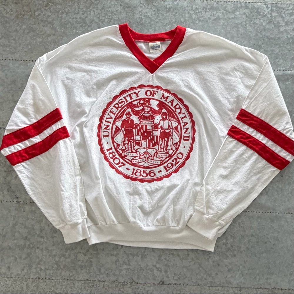 Vintage University of Maryland V-neck Pullover, Gauzy Cotton